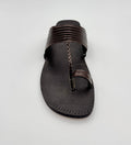 Handcrafted Men Kolhapuri Chappal - Dark Brown Lines