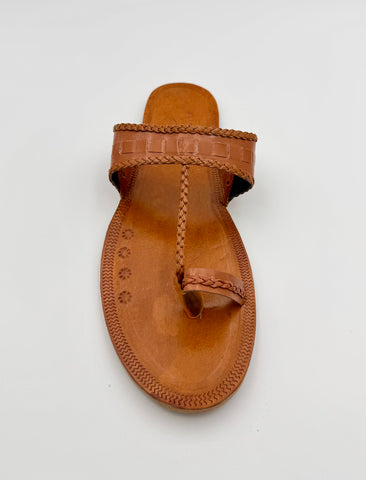 Handcrafted Women Kolhapuri Sandals - Light Brown