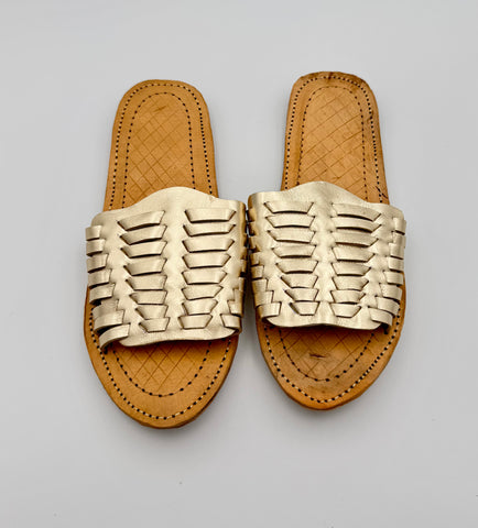 Handcrafted Women Kolhapuri Sandals - Gold Slide