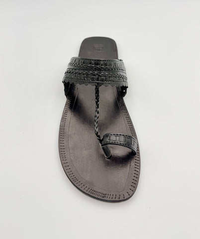 Handcrafted Men Kolhapuri Chappal - Black Classic