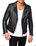 Double Zipper Leather Biker Jacket - Black
