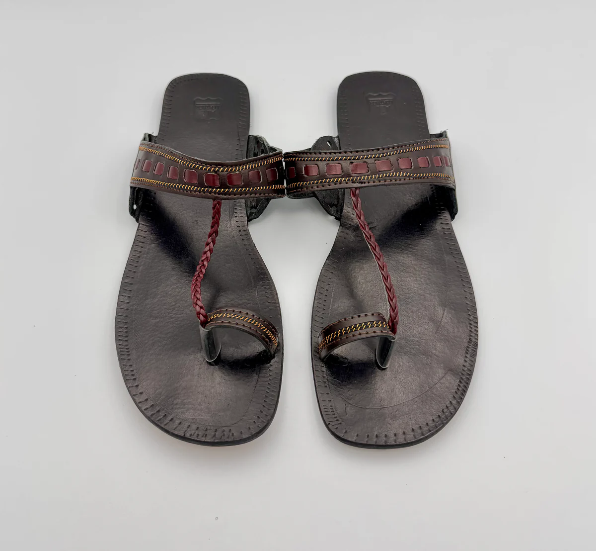Handcrafted Women Kolhapuri Sandals - Chocolate Brown Woven