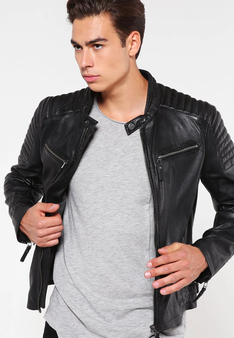 Iconic Leather Biker Jacket - Black
