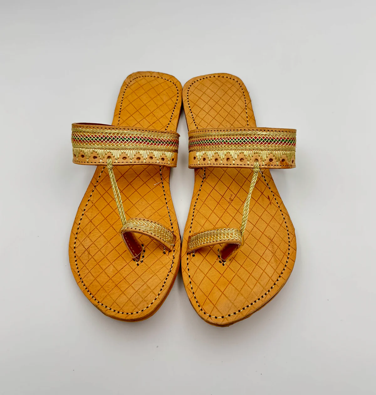 Handcrafted Women Kolhapuri Sandals - Gold Traditional